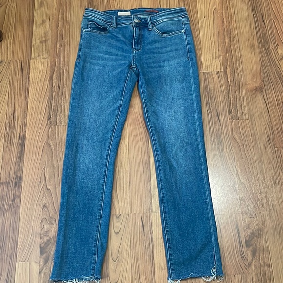 Pilcro Mid-Rise Slim Boyfriend Jeans Raw Hem Size 25 - Picture 1 of 14